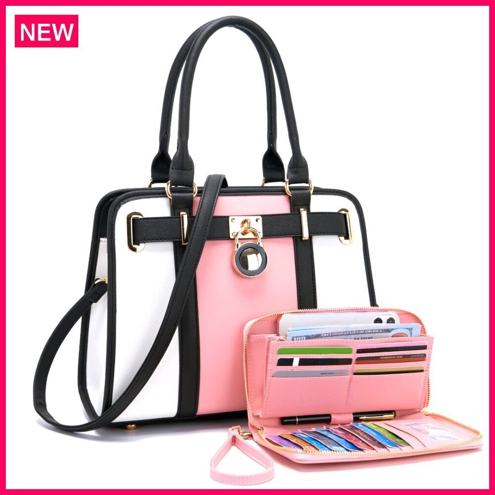 Vegan Leather Tote Set With Wallet, RFID Blocking, Work Travel Purse